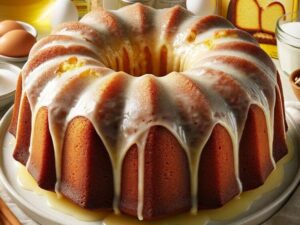 A homemade classic crack cake, freshly baked and displayed on a kitchen counter.