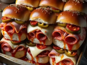 A homemade and realistic depiction of a recipe for sliders.